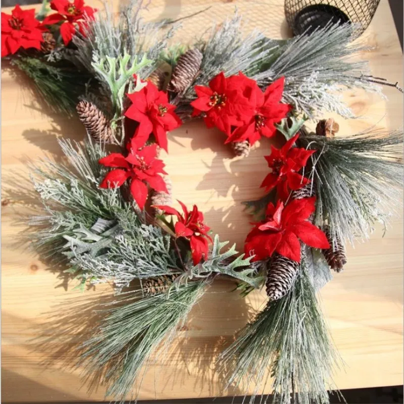 

Christmas wreaths daily necessities sprinkle snow decorated wedding flowers fake Free Shipping