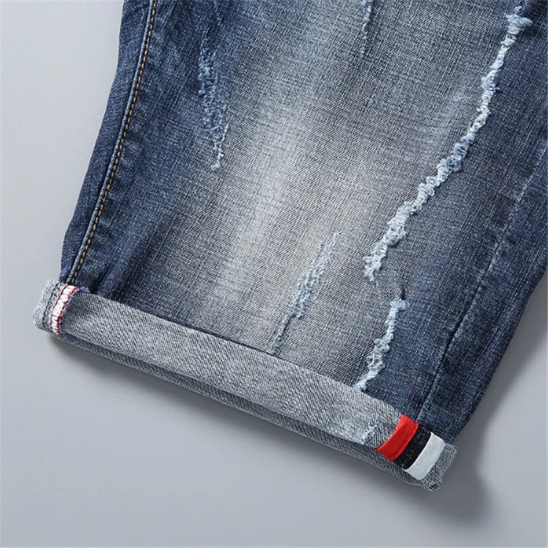 

Summer Male Denim Brand Clothing Plus Size 28-38 Shorts Men Ripped Short Jeans Straight Cotton Shorts Jean Bermuda Shorts