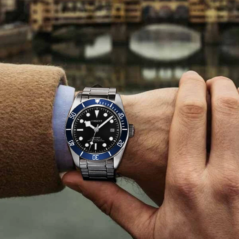 Corgeut 41 мм Мужские часы, сапфир Стекло lume механические наручные часы Miyota 8215 mov не развертывания пряжки часы CA2010D