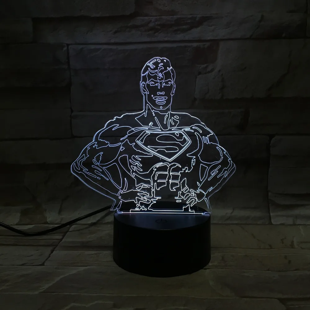 18 см мультяшная фигурка Супермен Бэтмен 3D лава лампа Рождество 7 цветов меняющий