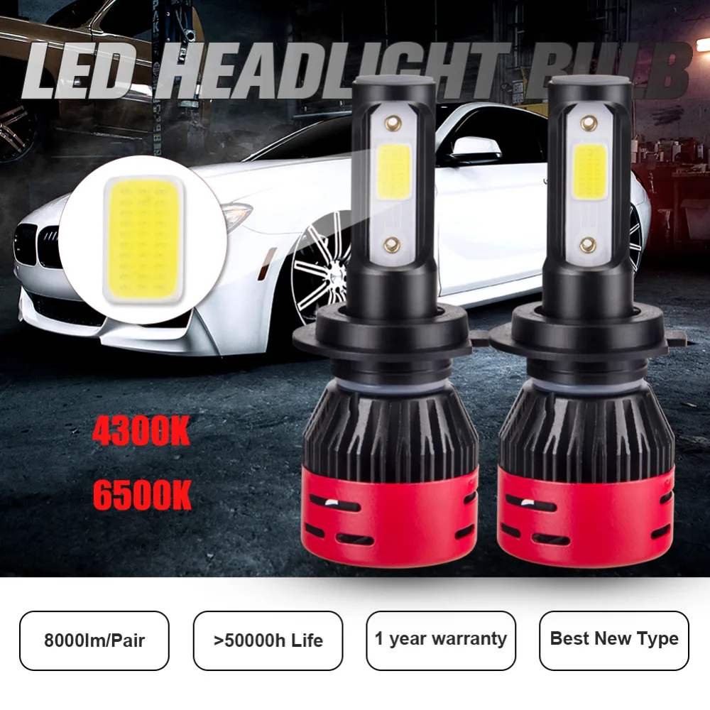 Автомобильные фары VooVoo LED H7 H4 Led H8 H9 H11 HB3 9005 HB4 9006 72 Вт 8000LM 6500K 4300K противотуманные