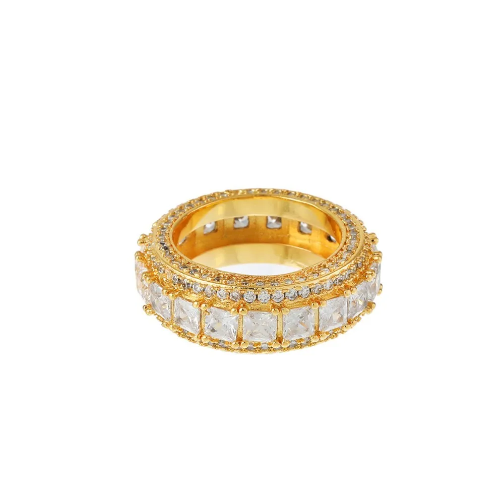 TBTK Luxury Paved Bling Crystal Zirconia Stones Beautiful Fashion Ring for Men Trendy Punk Jewelry Wedding Bands Round Cool | Украшения и