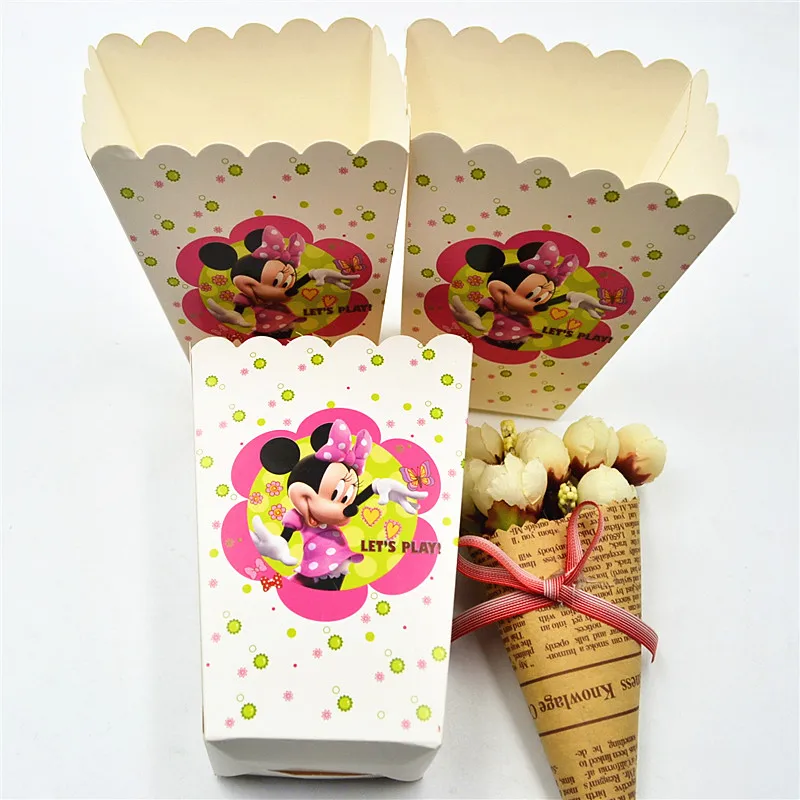 6 шт./компл. забавная Минни Маус товары для дня рождения попкорн коробка чехол