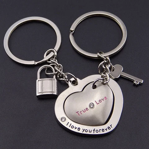 1 пара любовь ключ-сердце, замок цепочка кольцо брелок Брелок для влюбленных пар подарок A34G