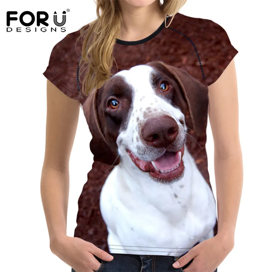 FORUDESIGNS/забавная 3D Футболка с принтом таксы и собаки для женщин, 3D футболка с коротким рукавом, модные топы размера плюс, рок-группа, футболка, женская футболка - Цвет: H1454BV