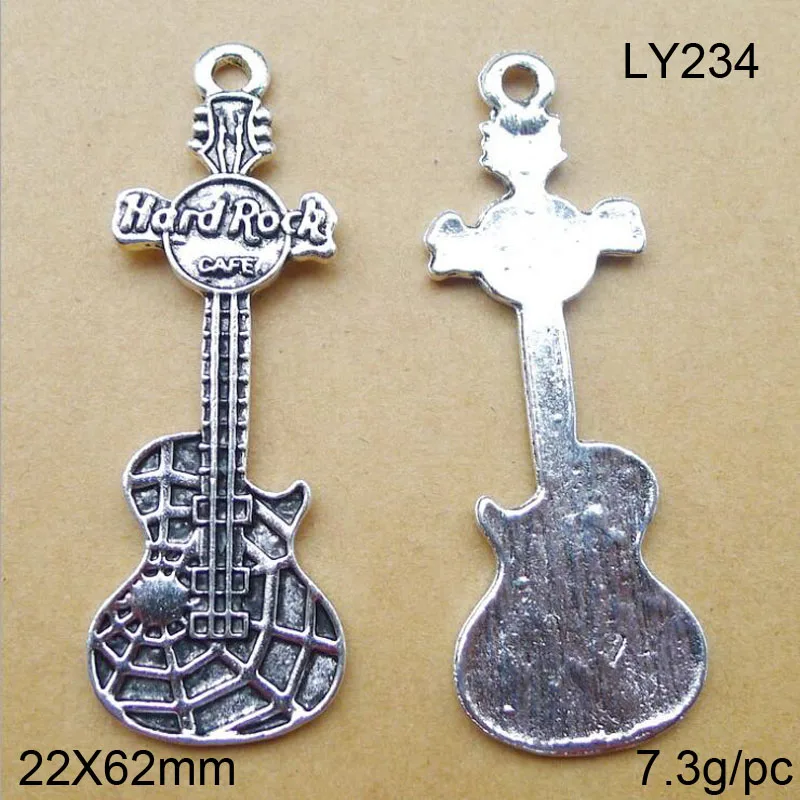 

22x62mm Antique Silver Zinc Alloy Hard Rock Spider Guitar Charms Pendant Fit For Jewelry Making 15PCS