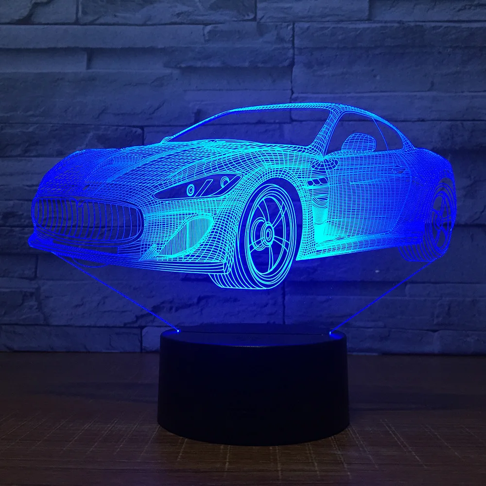 Современный Супер спортивный автомобиль 3D 7 цветов лампа визуальные