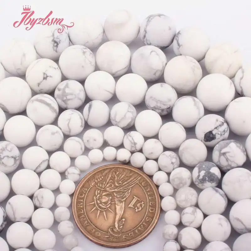 

4,6,8,10,12 мм натуральный Круглый матовый белый бисер Хаулит Камень 15 "для самостоятельного изготовления ожерелья браслетов ювелирных изделий,...