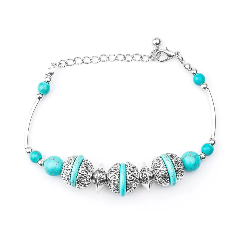L116 SHUANGR Boho винтажные браслеты с бирюзой для женщин бабочка бусина черепаха ручной браслет с подвеской браслет модные украшения - Окраска металла: L116
