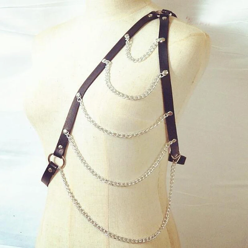 2019 сексуальные женские подтяжки нагрудный кожаный ремень в стиле Харадзюку