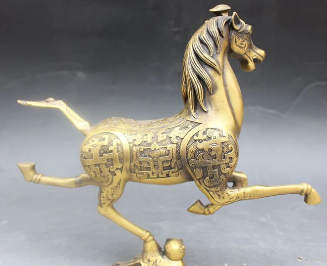 WBY 10&quot Chinese Fengshui Brass Zodiac Year Animal Horse Success Function Statue R0709 | Дом и сад