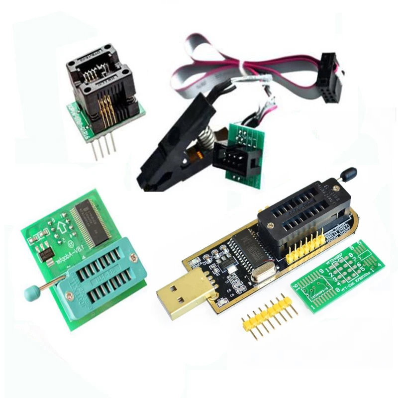 

CH341 Programmer adapter+SICO8 adapter+ Sop8 clip with cable+1.8Vadapter EEPROM Flash BIOS USB programmer ZIF adapter
