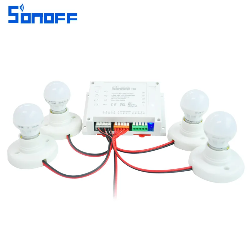 Умный выключатель Sonoff универсальный дистанционный 4 канальный переключатель с