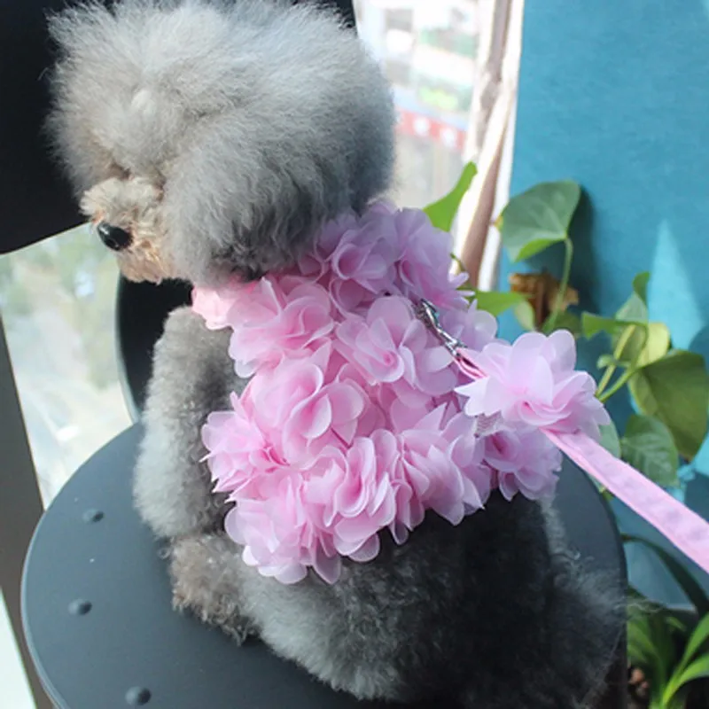 Pink Breathable Stereo Flower Harness Small Dog Pet Leash and Set Puppy Vest Blue Green For Chihuahua Teddy | Дом и сад