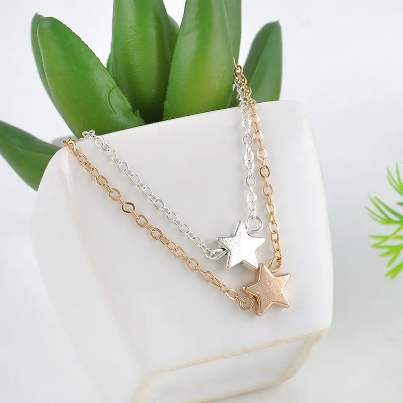 Trendy simple Gold silver plated Star bracelet bangle plain Alloy bracelets gift for friend jewelry wholesale | Украшения и