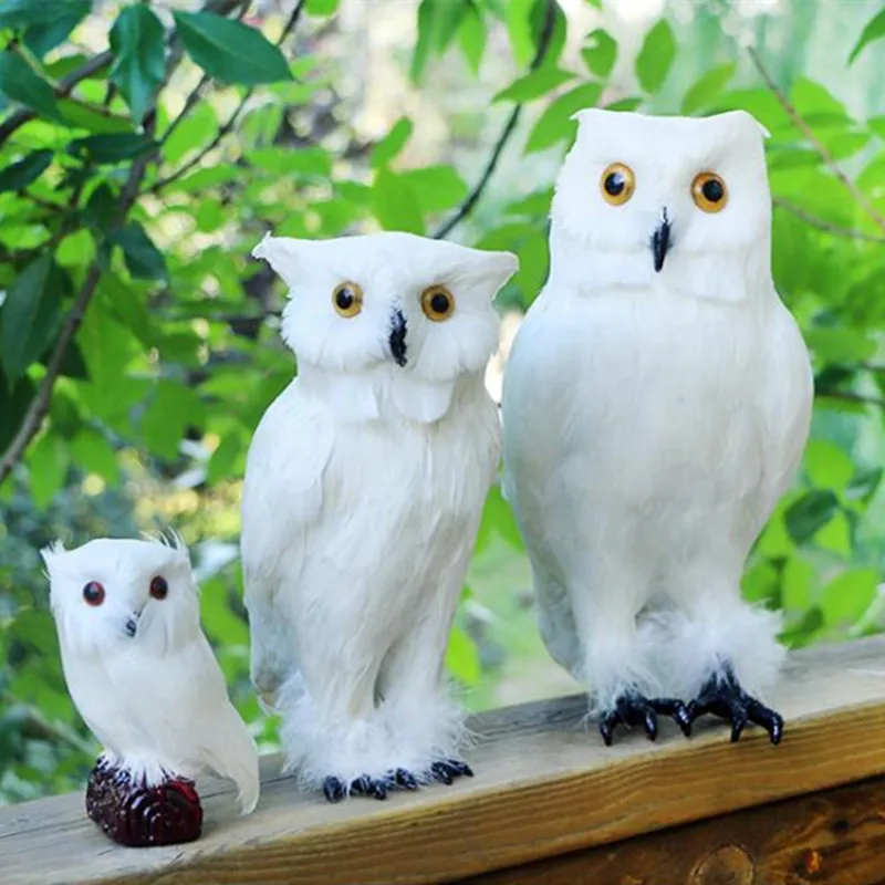 

ZILIN NEW! White Simulated Owl / Pet Owl Decor Home Decoration 3 sizes for option