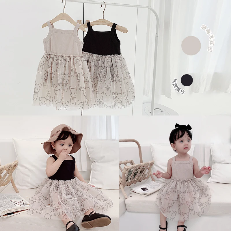 Girlsɽresses Summer Dresses 2019 New Westernized Mesh Children's Hanging Princess Girlsɽress vest Baby Girl Dress | Детская