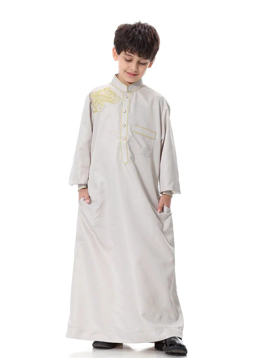 Элегантная вышивка thobe новый дизайн Jubba softy thawb детская мусульманская одежда