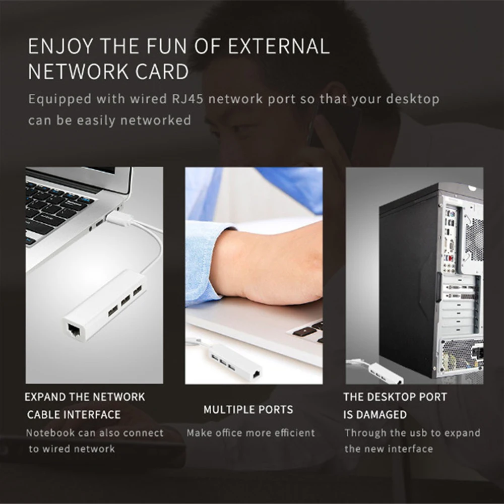 Адаптер Ethernet USB 3 1 типа C для RJ45 Lan адаптер сетевая карта Macbook Pro Air Type Hub|Сетевые