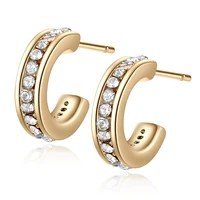 exquisite letter c shape zircon earrings boutique small crystal earring for women females wedding engagement jewelry accessory