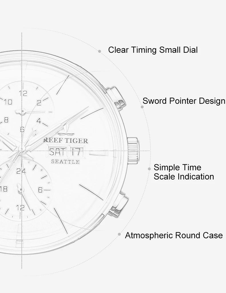 Reef Tiger/RT Топ брендовые Роскошные автоматические часы Reloj Hombre многофункциональные модные кожаные мужские часы из розового золота RGA1699