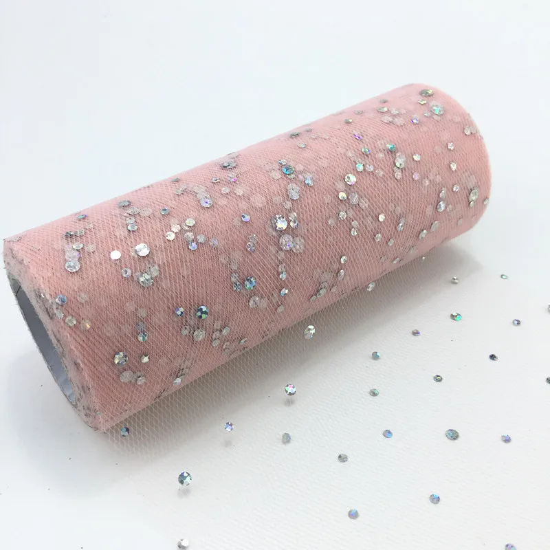 Flesh pink Тюлевая юбка-пачка 15 см* 22 м в рулоне с блестками Свадебная отделка органзы для вечеринки в честь рождения - Цвет: Flesh pink