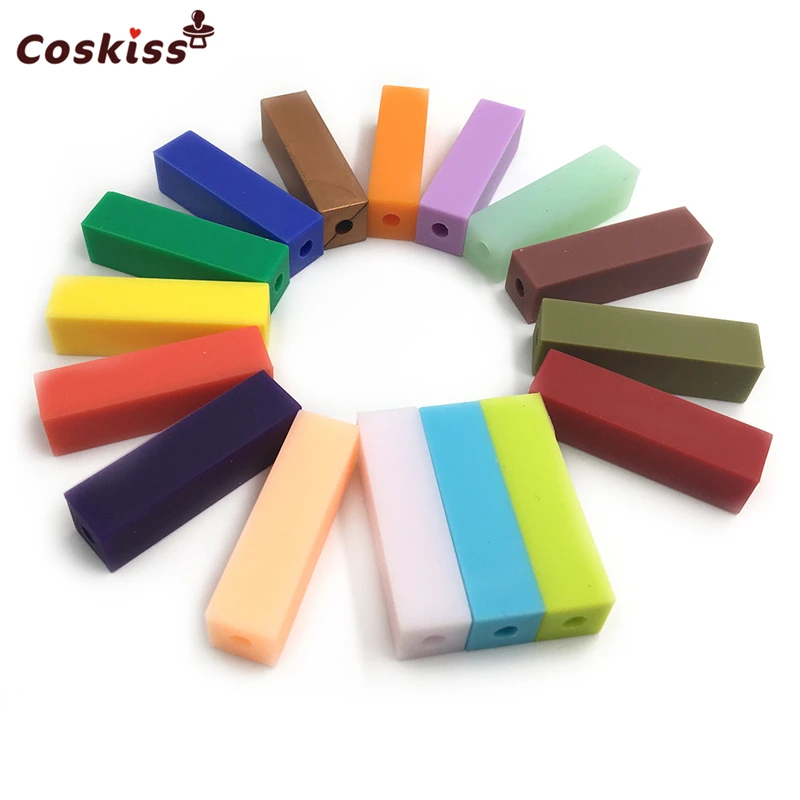 

Rectangle Silicone Beads(BPA Free) DIY Baby Teether Toys Baby Teething Accessories Infant Soother Chain Nursing Toys Shower Gift
