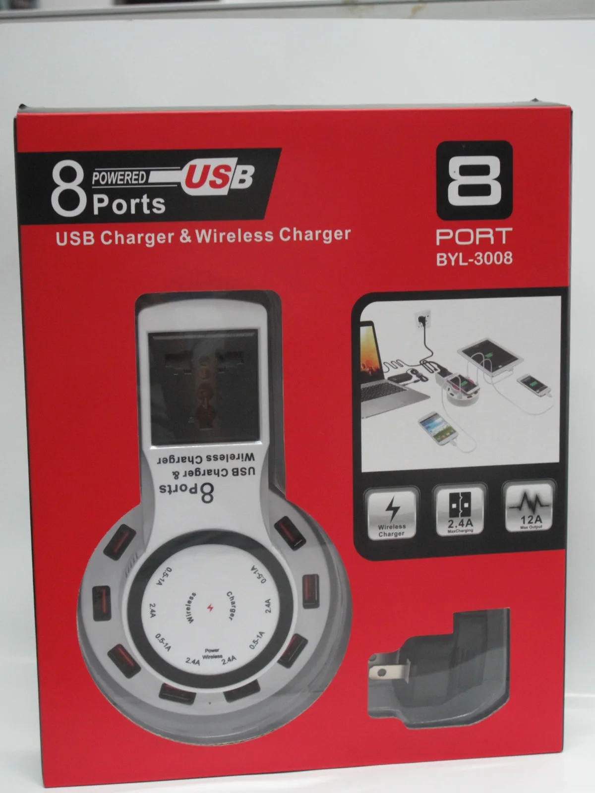 Беспроводная зарядная площадка 12 а Qi станция с 8 портами USB для планшетных ПК