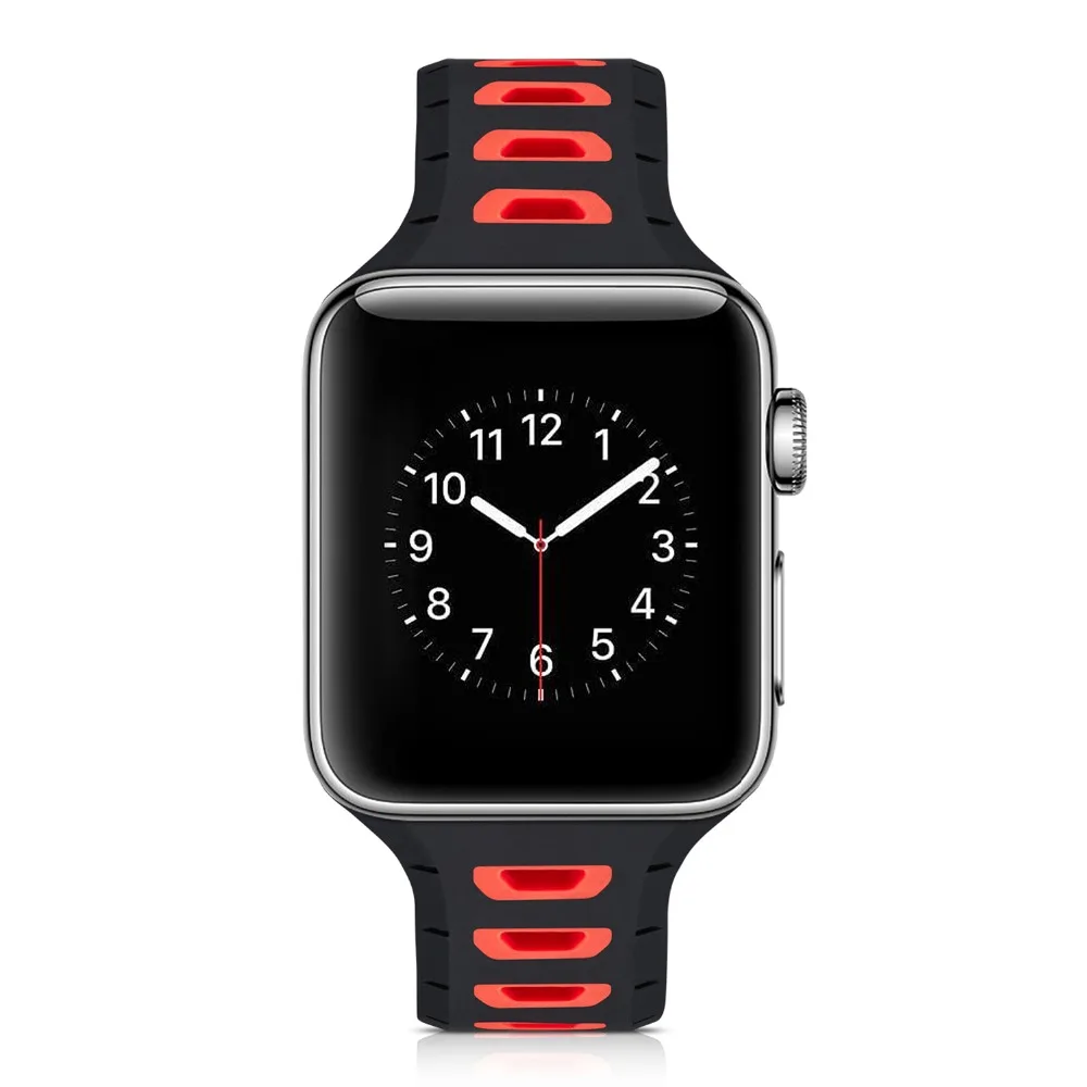 Double Color Silicone Sport Watch Strap for Apple 38mm 42m Series 3 2 1 Rubber Band Replacement iWatch Wristband | Наручные часы