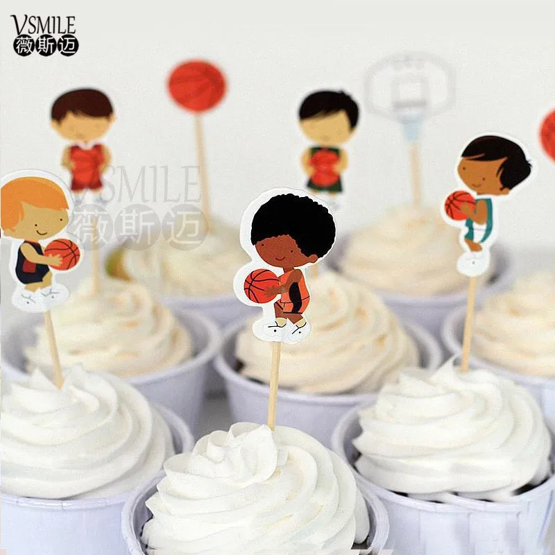 72 шт. баскетбольная футбольная бейсбольная игрушка спортивный мальчик кекс Toppers