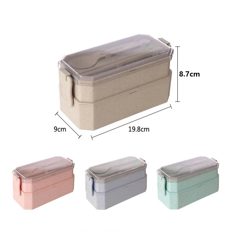 Пшеничная соломенная Ланч-бокс 2 слоя микроволновая печь Bento box Портативный Герметичный пищевой контейнер для детей или школы