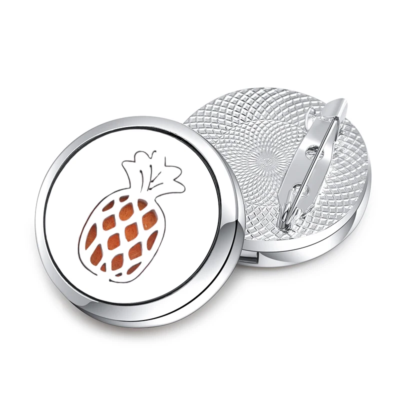 

11 Styles Pineapple Stainless Steel Brooch Fine Pin Badge Aromatherapy Essential Oil Diffuser Perfume Locket Accessories Jewelry