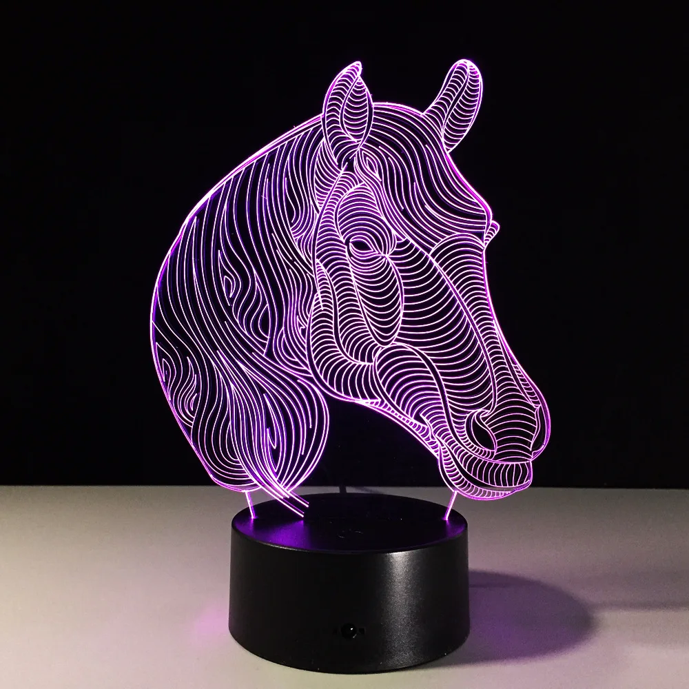 USB Новинка подарки 7 цветов Изменение животное лошадь светодиодный ночник 3D светодиодный Настольный светильник как украшение дома подарок для детей Прямая поставка