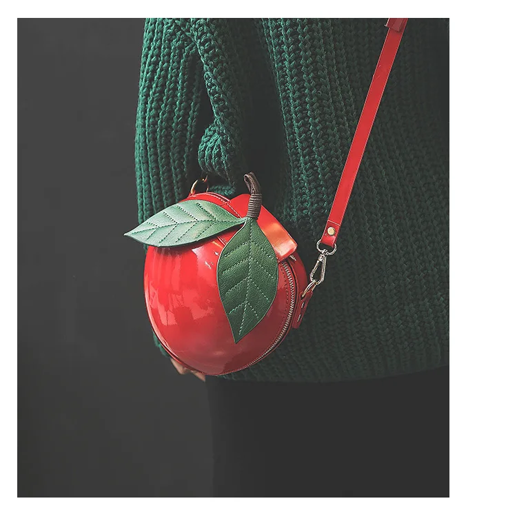 BENVICHED красная круговая сумка Apple, модные женские сумки-мессенджеры, мини-сумки с листьями для девочек-подростков, женские сумки через плечо R01