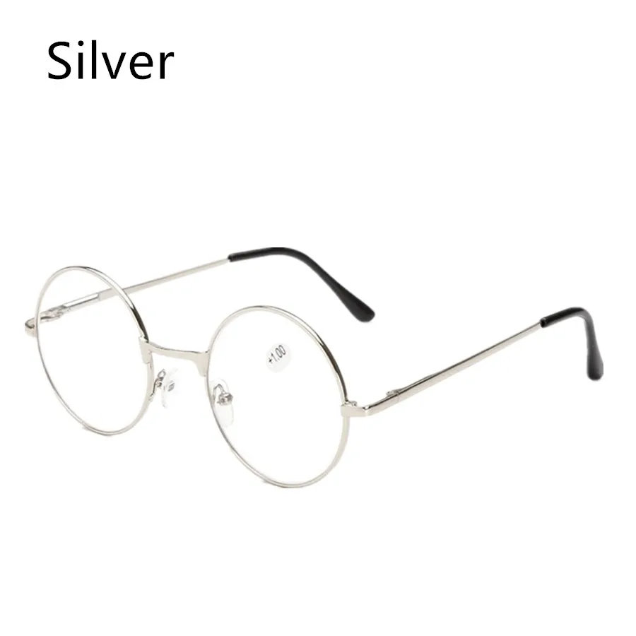 Silver Круглые металлические рамки для чтения, очки для чтения для мужчин и женщин, ретро очки Гарри Поттера, регулируемые удобные очки для дальнозоркости, очки - Цвет оправы: Silver