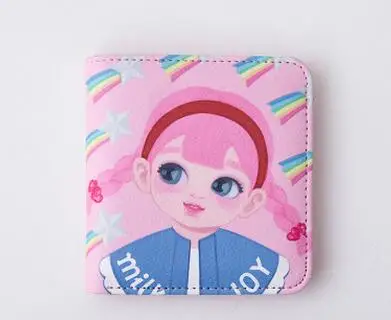 rainbow Женский кожаный короткий кошелек модный студенческий милый кредитный ID держатель для карт кошелек клатчи наличные деньги кошелек для монет Карманный чехол - Цвет: rainbow