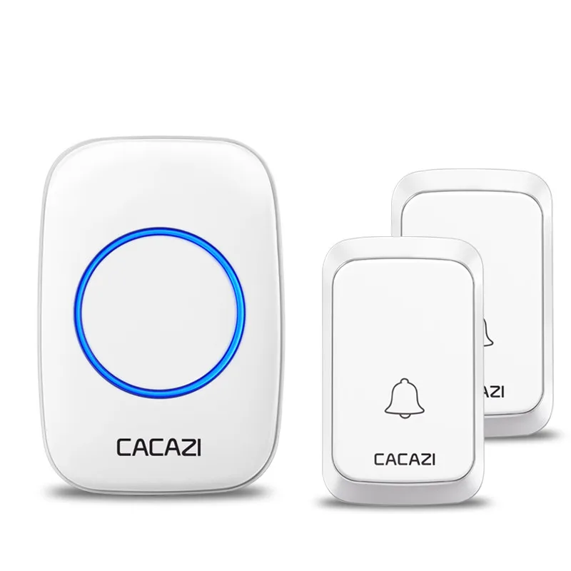 2 button 1 receiver Водонепроницаемый беспроводной дверной звонок CACAZI с питанием от аккумулятора постоянного тока, дистанционный беспроводной дверной звонок с дистанционным управлением 300 м для умного дома, 1 2 кнопки x 1 2 приемника - Цвет: 2 button 1 receiver