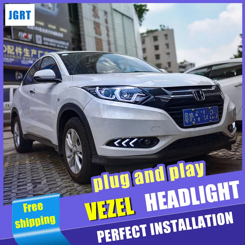 Автомобильный Стайлинг для Honda VEZEL фара в сборе 2015 2016 светодиодный светильник