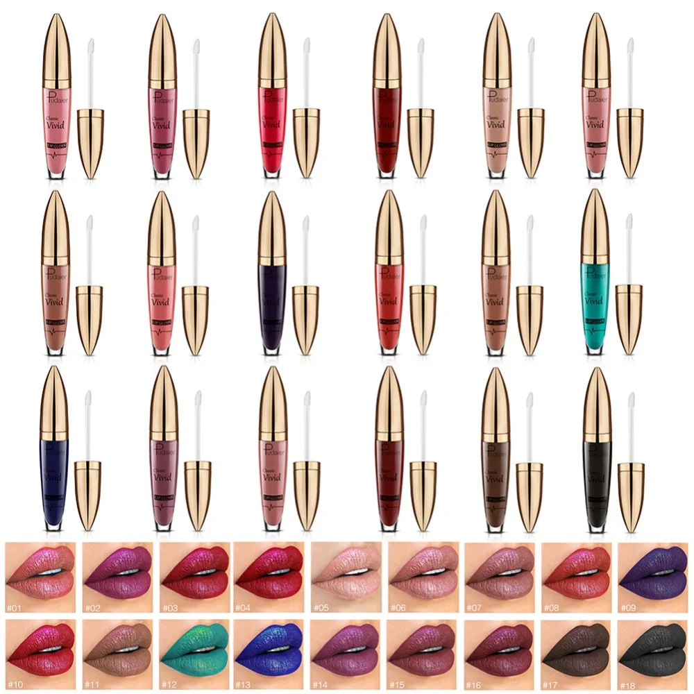 Новый металлический блеск Матовая жидкая губная помада водонепроницаемый