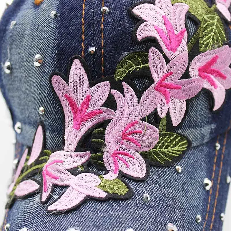miaoxi Women New Hat Summer Floral Girl Baseball Caps For Female Adult Cotton Cap Fashion High Quality Denim Jeans Bonnet Sale