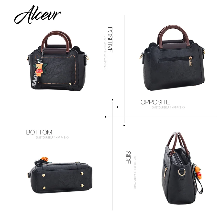 ALCEVR Solid Fashion Casual Totes Doll Hanging Satchels Women Handbag Hard Pu Leather Crossbody Bags Bolsa Feminina | Багаж и сумки