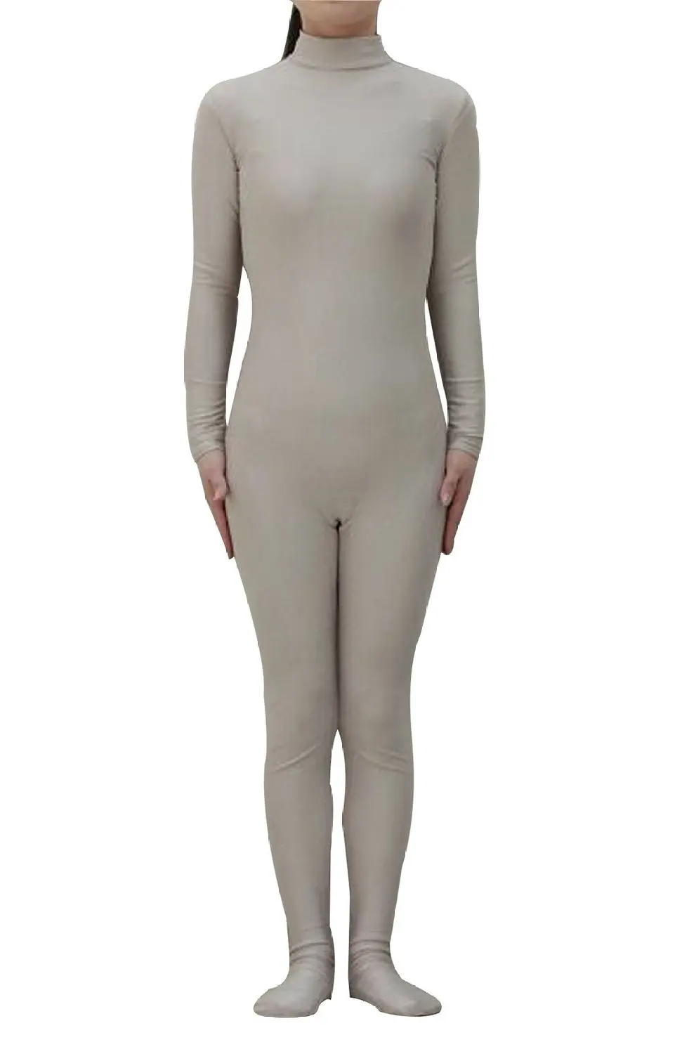 Серый сексуальный унисекс кожа спандекс Zentai Облегающий комбинезон для танцев