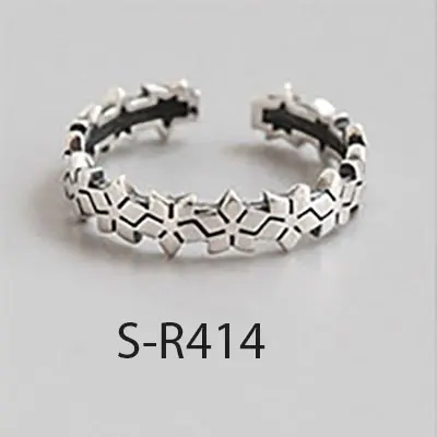 S-R414 ANENJERY, мульти-стиль, Ретро стиль, 925 пробы, серебряные кольца ручной работы, размер 18 мм, регулируемые тайские серебряные кольца для мужчин и женщин, S-R414 - Цвет основного камня: S-R414