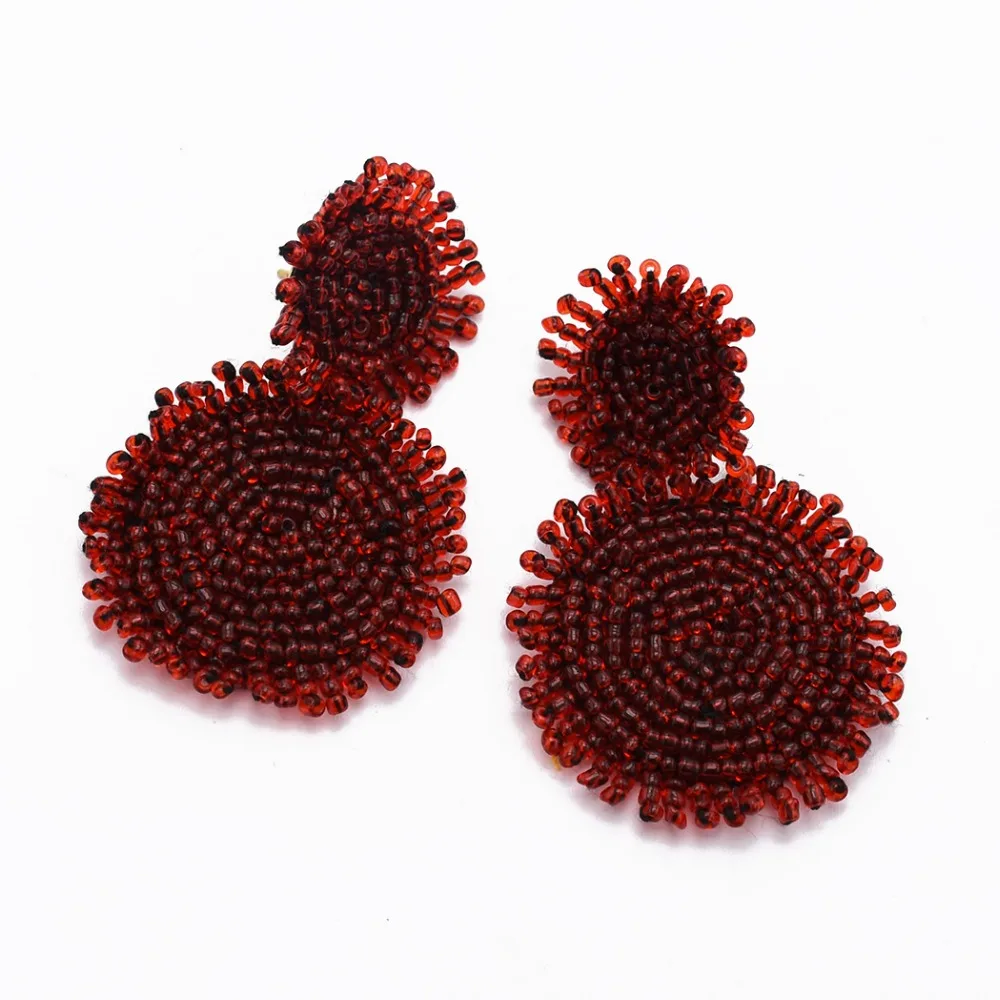 Женские серьги-подвески Boho белые желтые черные с бусинами и кисточками акриловые