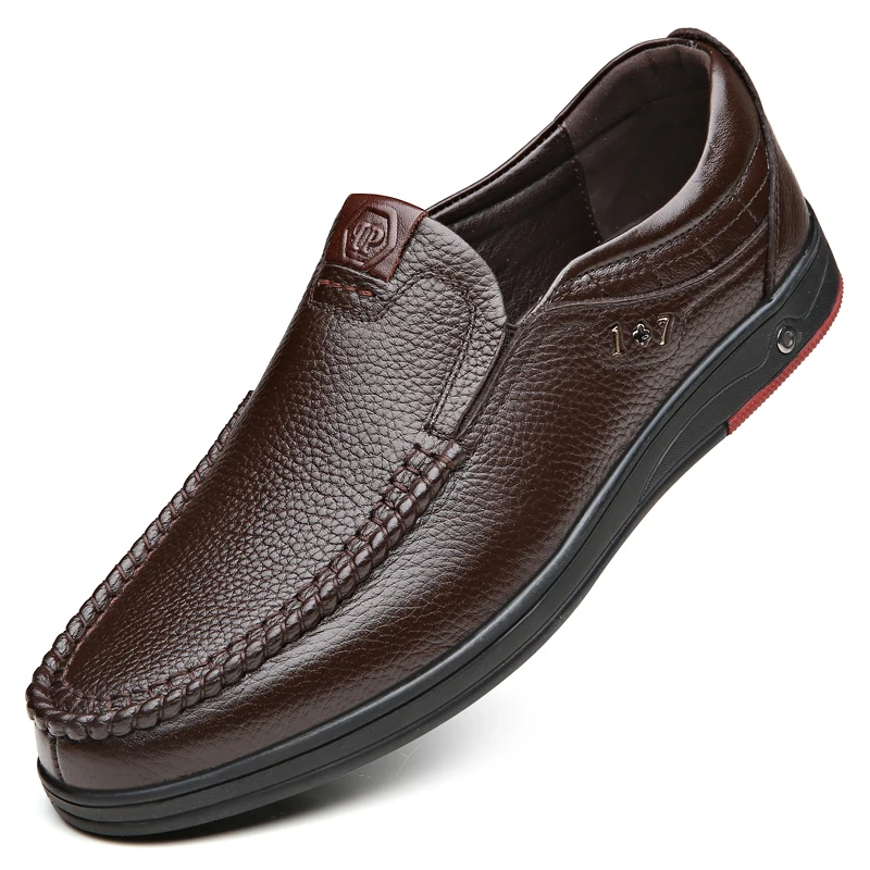 Shoes men 2019 Genuine Leather casual slip on spring autumn solid shoes flat height increase DD099 | Обувь