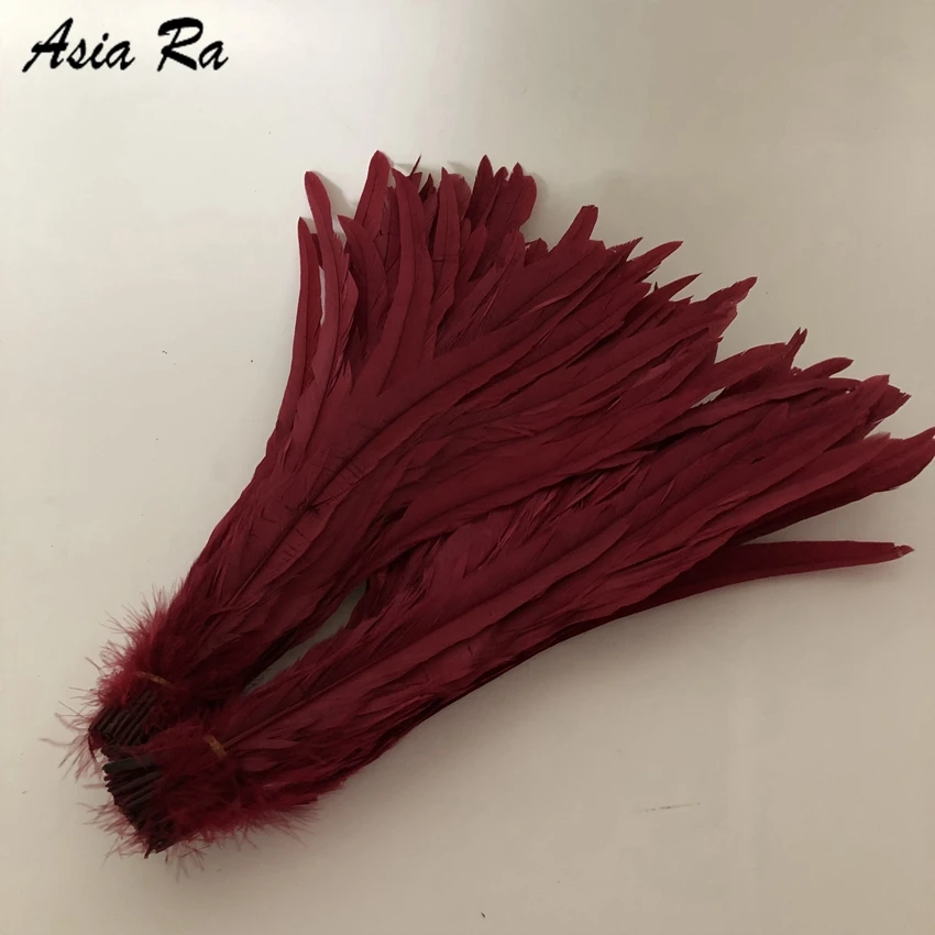 Тепло! Бесплатная доставка распродажа 50 шт. бордовый цвет петух перо фазана длина