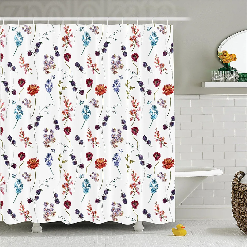 Цветочный дом винтажная Акварельная синяя Подушка оптом Poppy Хризантема Bellflower и