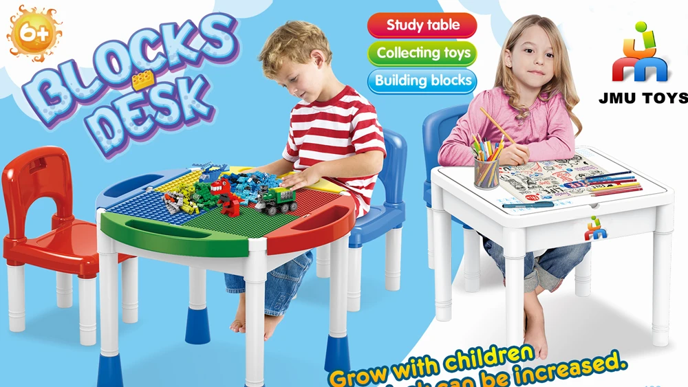 

JMU001 Multi-function blocks table Children's blocks table Multifunction Collection Board Game table Writing Desk blocks desk