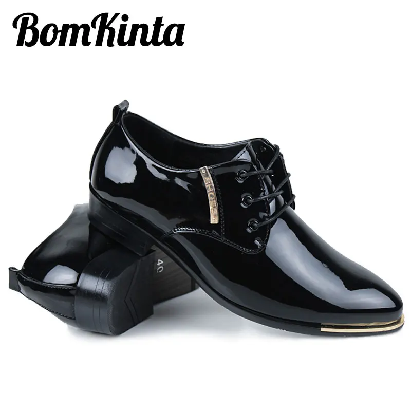BomKinta Classic Glitter Office Men Dress Shoes Metal Business Lace Up Oxfords For Italian Style Formal | Обувь