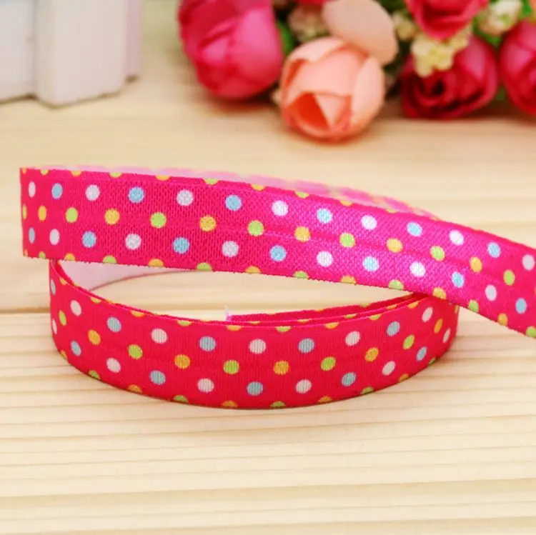 

5/8'' Free shipping Fold Elastic FOE dots printed headband headwear hairband diy decoration wholesale OEM P5135